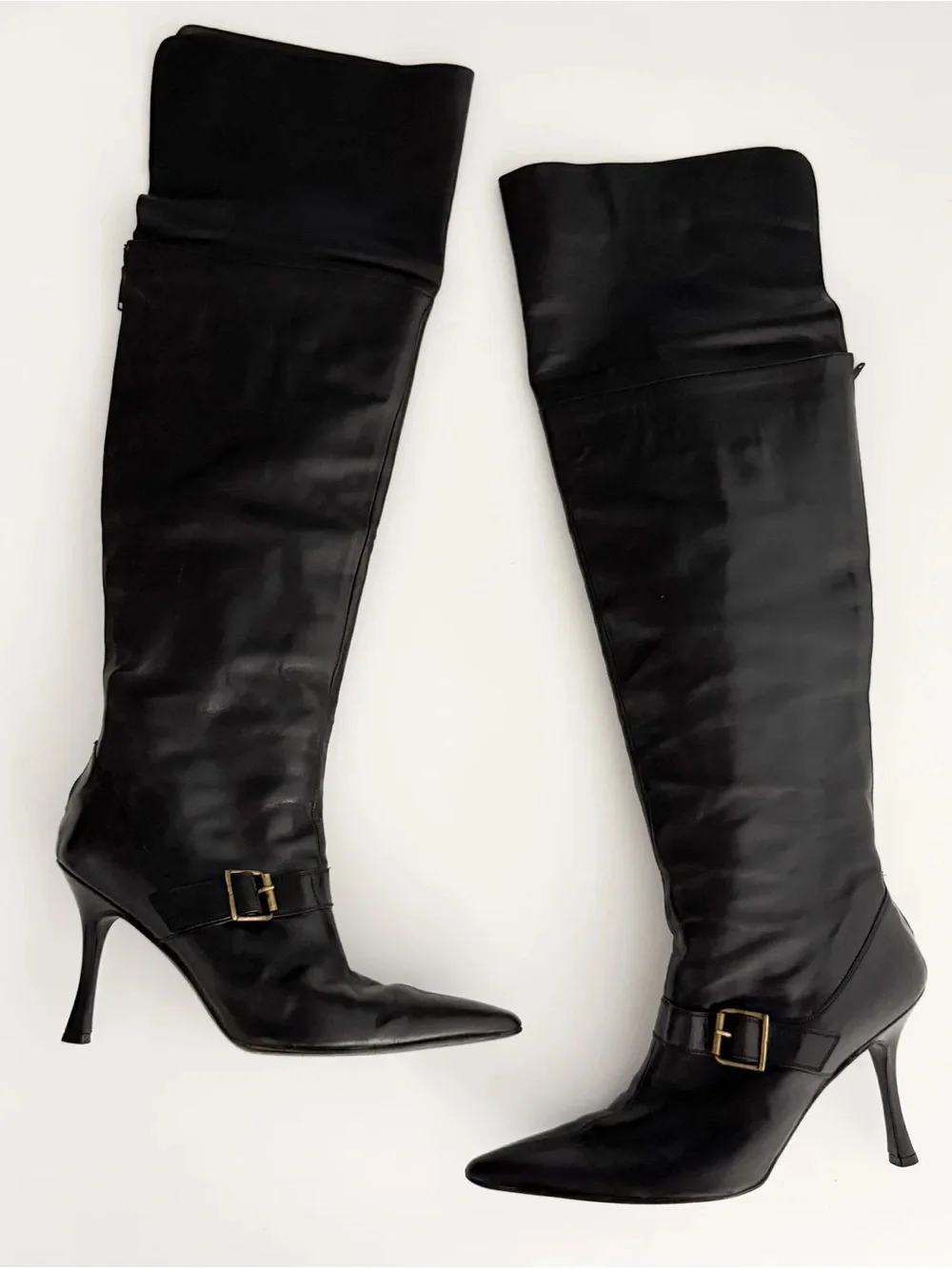 Manolo Blahnik Black Over-the-Knee Stiletto Boots